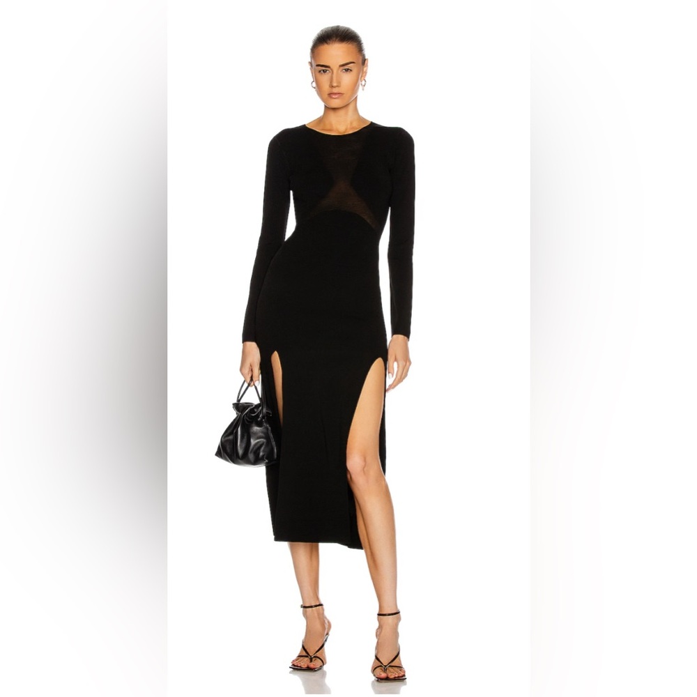 Dion Lee Black Long Sleeve Dress with Slits